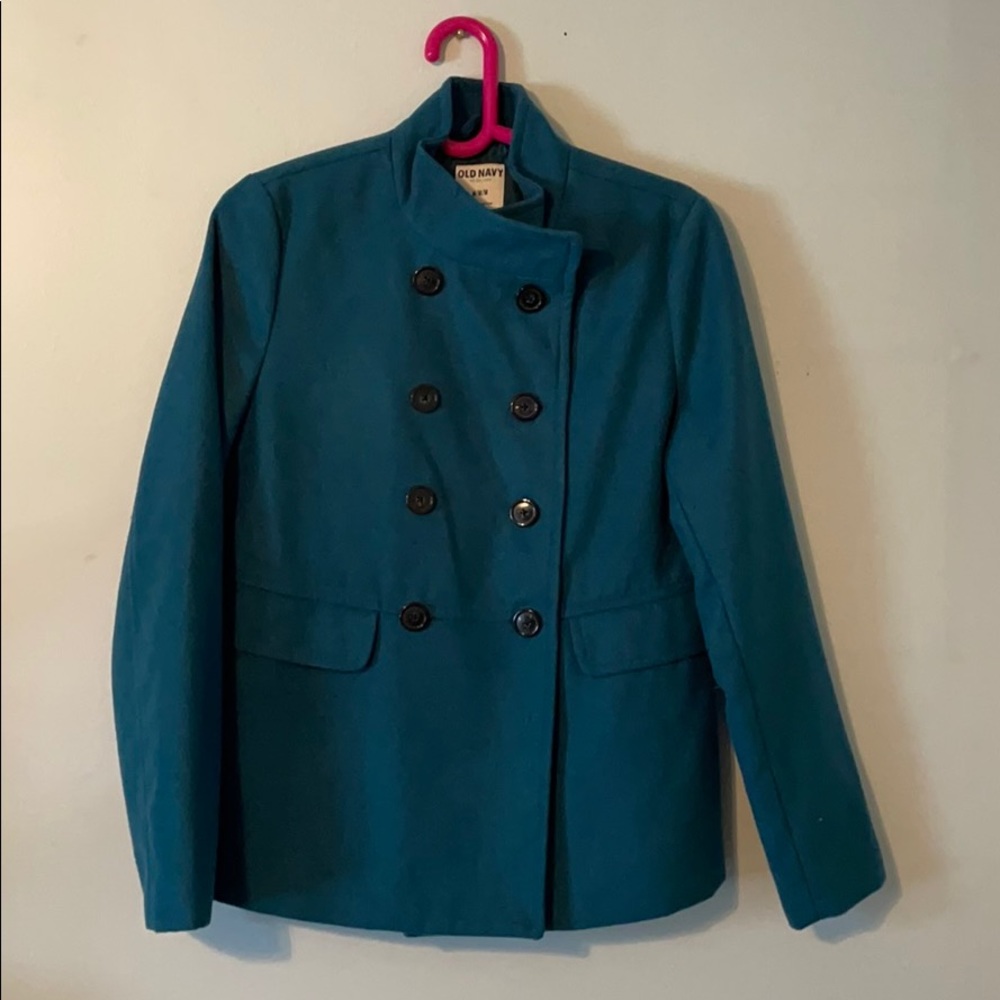 Women’s teal military peacoat size Medium